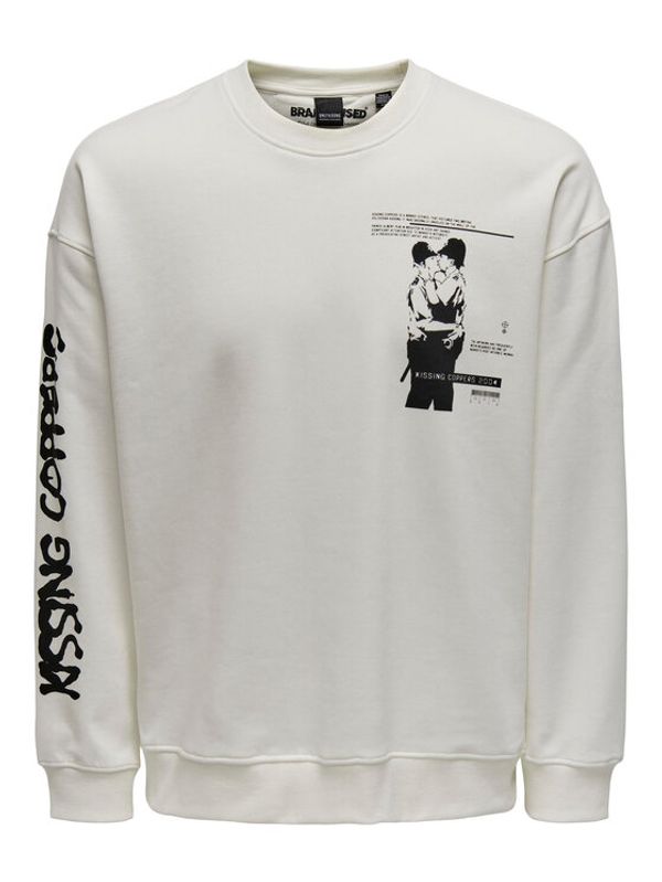 Only & Sons Only & Sons Суитшърт Banksy 22024751 Бял Relaxed Fit