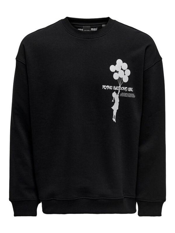 Only & Sons Only & Sons Суитшърт Banksy 22024751 Черен Relaxed Fit