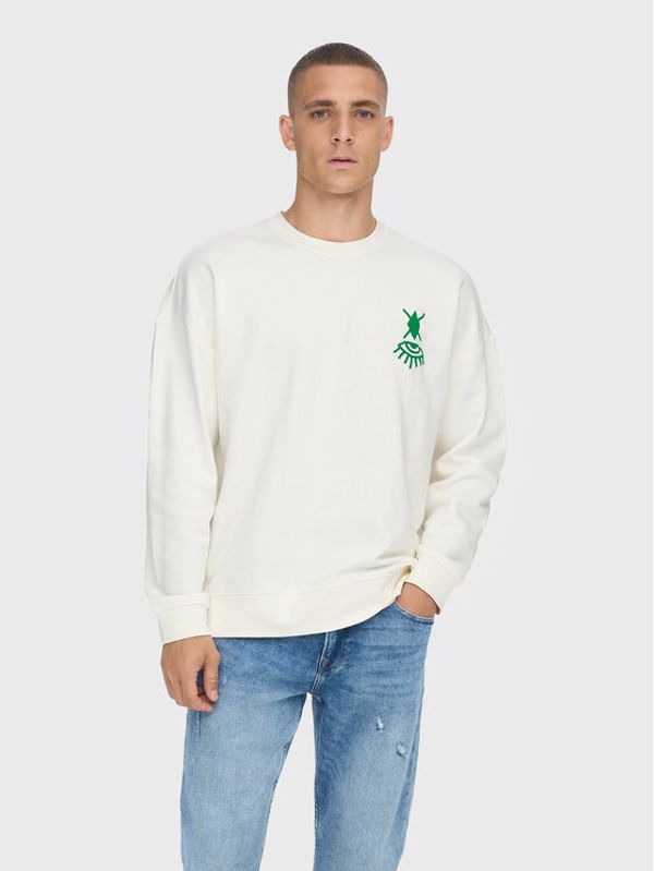 Only & Sons Only & Sons Суитшърт Toby 22023126 Бял Relaxed Fit