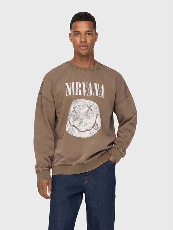 Only & Sons Only & Sons Суитшърт Toby Rlx Nirvana 22023680 Кафяв Relaxed Fit