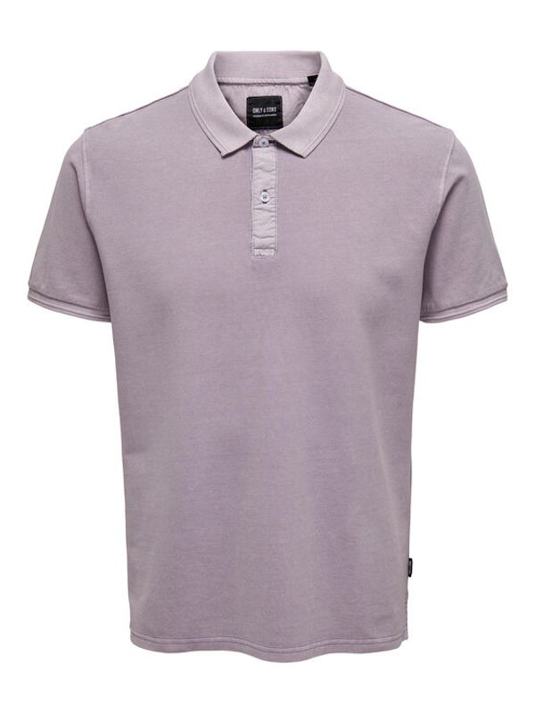 Only & Sons Only & Sons Тениска с яка и копчета 22021769 Виолетов Slim Fit