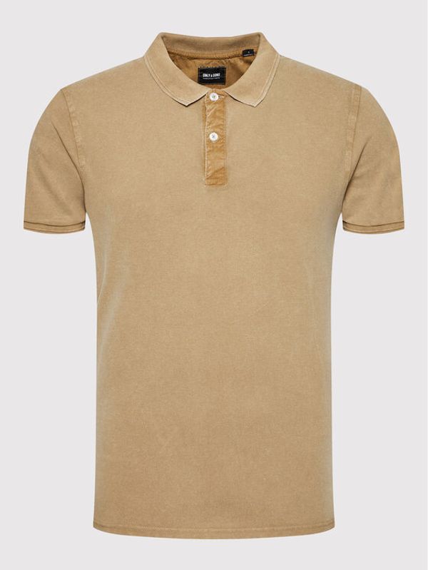 Only & Sons Only & Sons Тениска с яка и копчета Travis 22021769 Кафяв Slim Fit