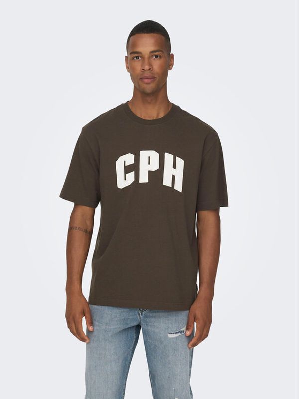 Only & Sons Only & Sons Тишърт 22026375 Кафяв Relaxed Fit