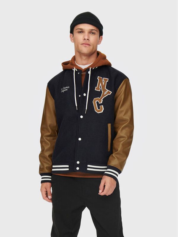 Only & Sons Only & Sons Яке бомбър Jay Varsity 22022572 Тъмносин Regular Fit
