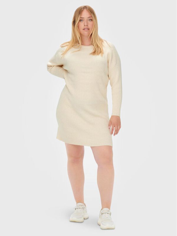 ONLY Carmakoma ONLY Carmakoma Плетена рокля Katia 15264789 Бежов Regular Fit