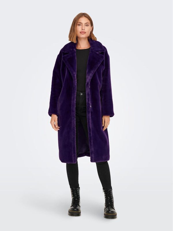 ONLY ONLY Кожено палто Rikke 15273307 Виолетов Relaxed Fit