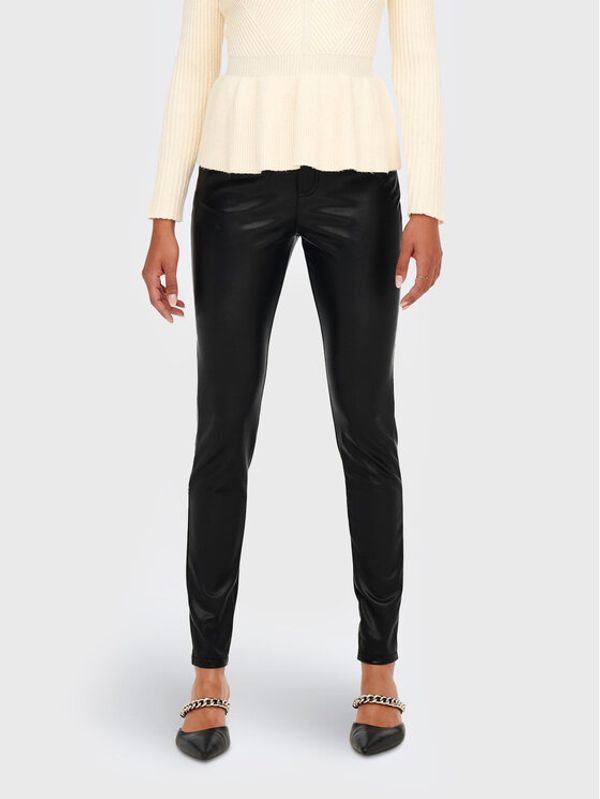 ONLY ONLY Панталони от имитация на кожа Jessie 15265533 Черен Slim Fit