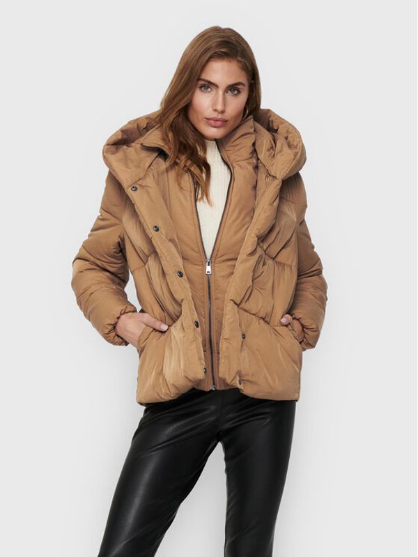 ONLY ONLY Пухено яке Sydney 15231475 Кафяв Regular Fit