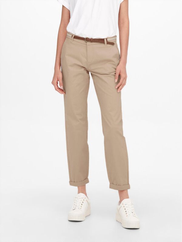 ONLY ONLY Текстилни панталони 15218519 Бежов Regular Fit