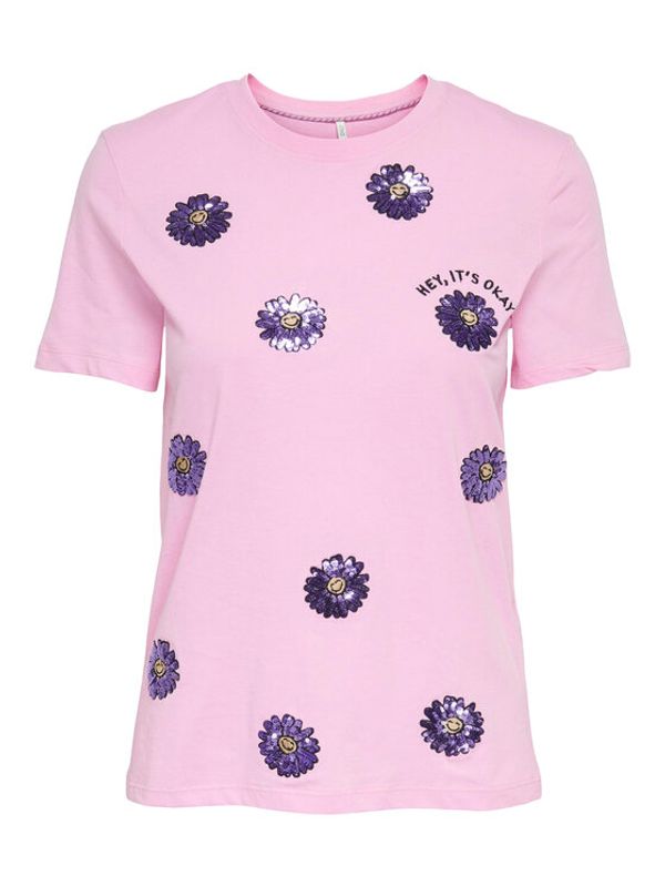 ONLY ONLY Тишърт 15286720 Розов Regular Fit