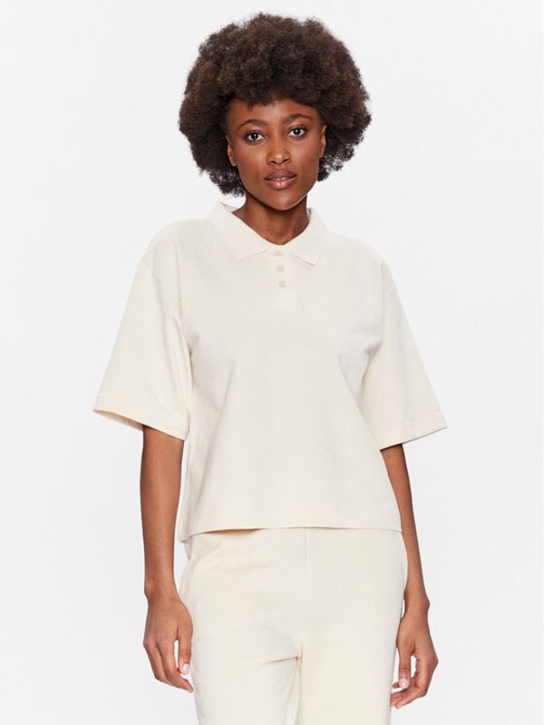 Outhorn Outhorn Тениска с яка и копчета TTSHF416 Екрю Relaxed Fit