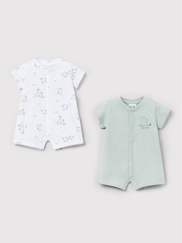 OVS OVS 2 чифта бебешки гащеризони без стъпала 1516710 Зелен Regular Fit