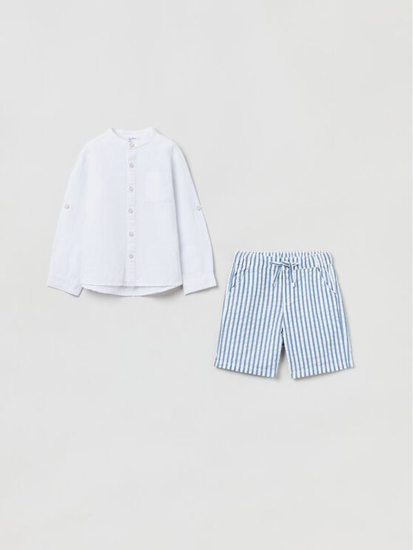 OVS OVS Комплект от риза и текстилни шорти 1759155 Син Regular Fit