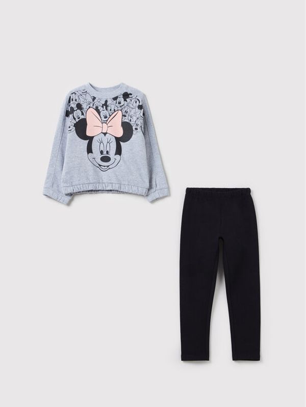 OVS OVS Комплект суитшърт и клин MICKEY & FRIENDS 1349503 Сив Regular Fit