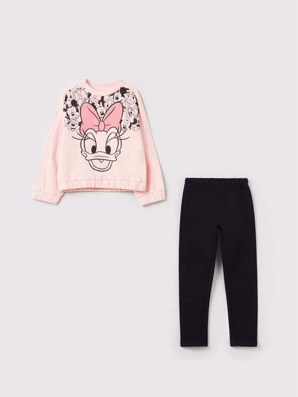 OVS OVS Комплект суитшърт и клин MICKEY & FRIENDS 1349510 Розов Regular Fit