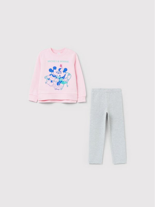 OVS OVS Комплект суитшърт и клин MICKEY & FRIENDS 1434252 Розов Regular Fit