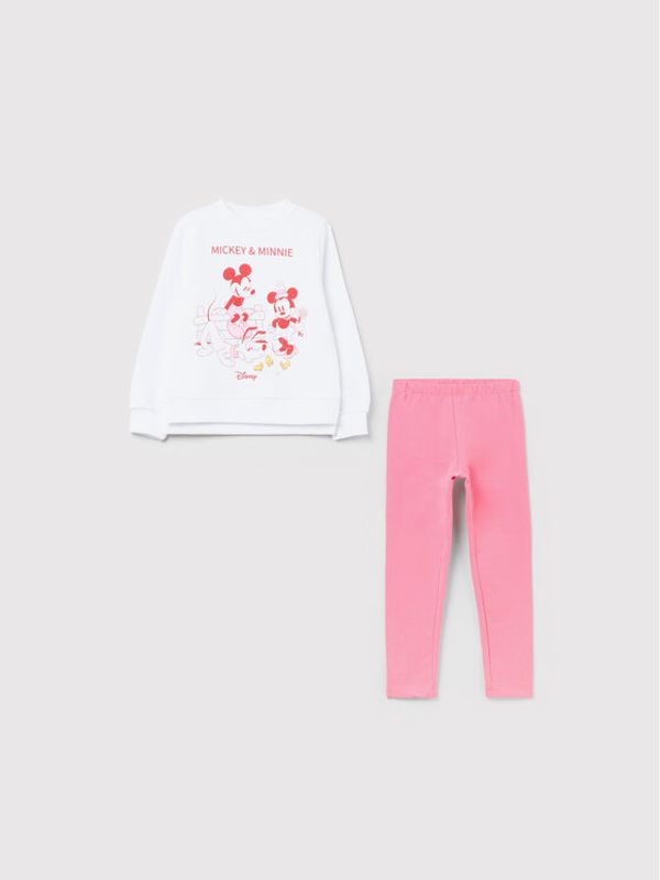OVS OVS Комплект суитшърт и клин MICKEY & FRIENDS 1434259 Бял Regular Fit