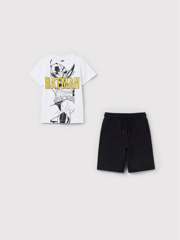 OVS OVS Комплект тишърт и спортни шорти BATMAN 1437958 Бял Regular Fit