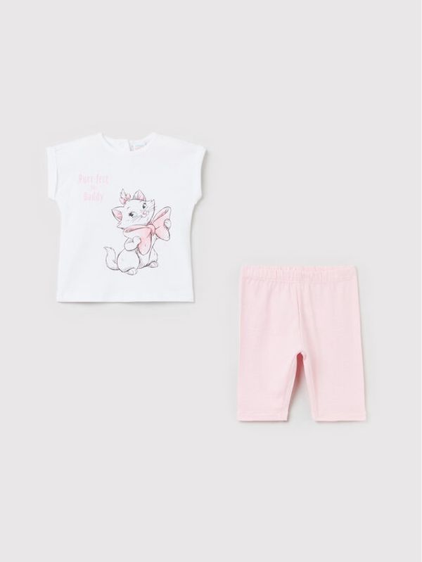 OVS OVS Комплект тишърт и спортни шорти DISNEY 1476902 Бял Regular Fit