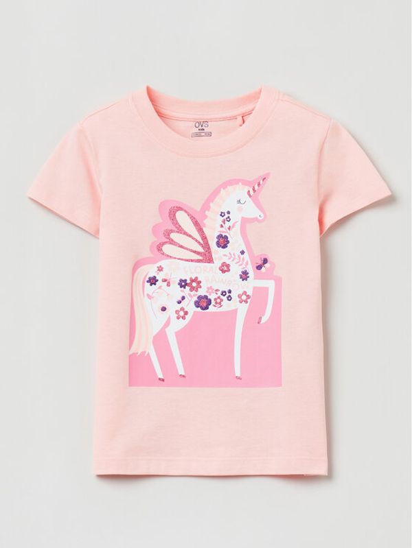OVS OVS Тишърт 1764375 Розов Regular Fit