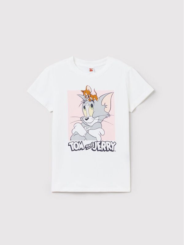 OVS OVS Тишърт TOM AND JERRY 1438790 Бял Regular Fit