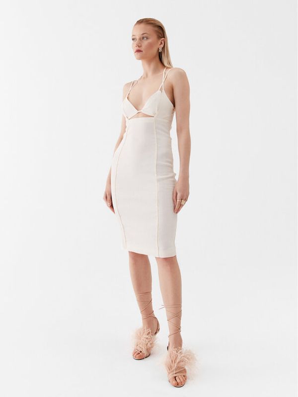 Patrizia Pepe Patrizia Pepe Коктейлна рокля 2A2547/A268-W347 Екрю Slim Fit