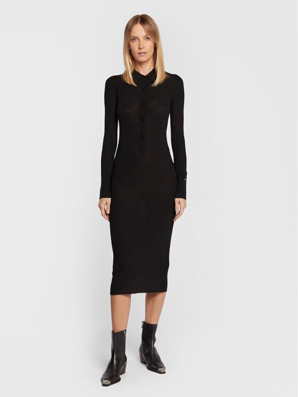 Patrizia Pepe Patrizia Pepe Плетена рокля 2A2436/KM36-K103 Черен Slim Fit