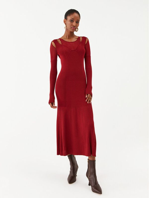 Patrizia Pepe Patrizia Pepe Плетена рокля 8A1152/K9J5-R799 Бордо Regular Fit
