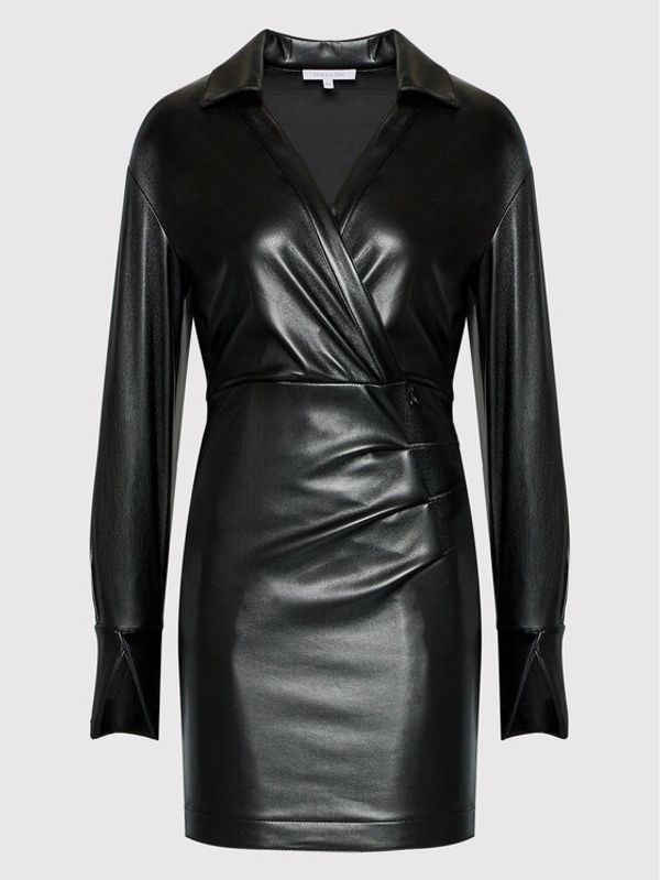 Patrizia Pepe Patrizia Pepe Рокля от имитация на кожа 8A0986/E005-K103 Черен Regular Fit