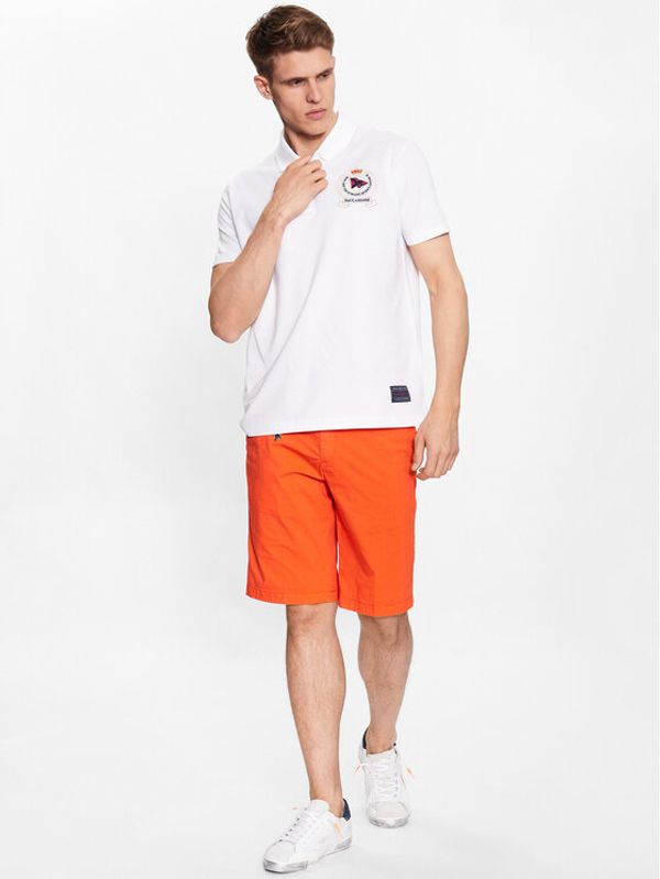 Paul&Shark Paul&Shark Тениска с яка и копчета 23411278 Бял Regular Fit