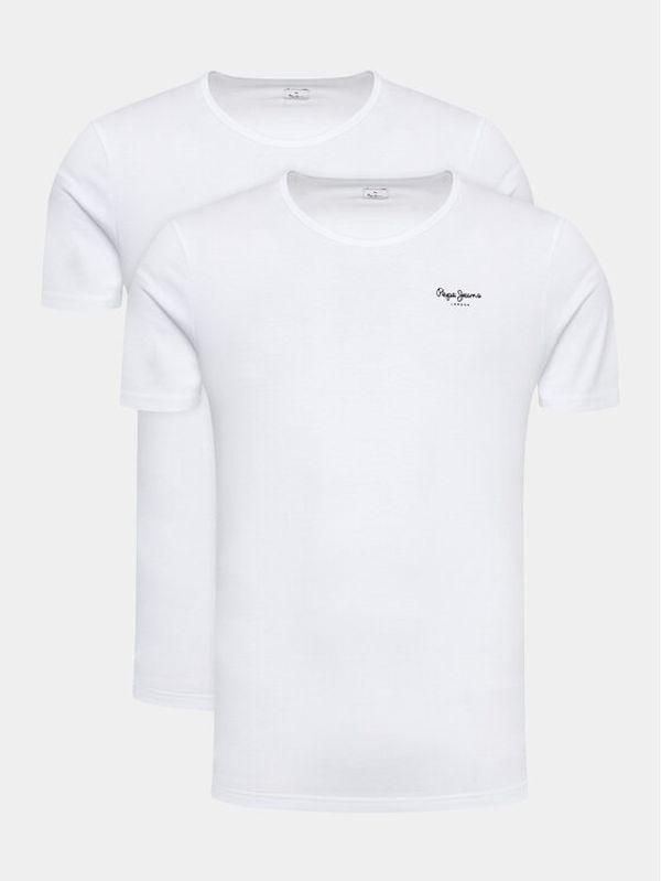 Pepe Jeans Pepe Jeans Комплект 2 тишъртки Pepe Tshirt 2P PMU10976 Бял Regular Fit