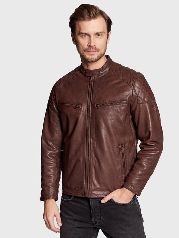 Pepe Jeans Pepe Jeans Кожено яке Jayson PM402604 Кафяв Regular Fit