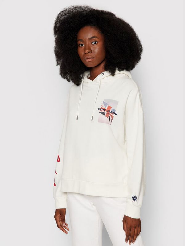 Pepe Jeans Pepe Jeans Суитшърт Bisa PL581114 Бял Boxy Fit