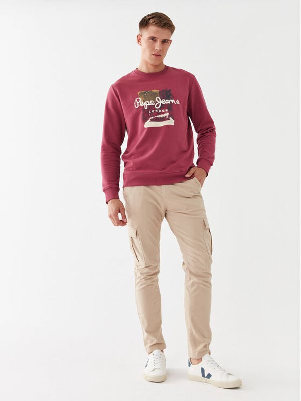 Pepe Jeans Pepe Jeans Суитшърт Melbourne Sweat PM582483 Бордо Regular Fit