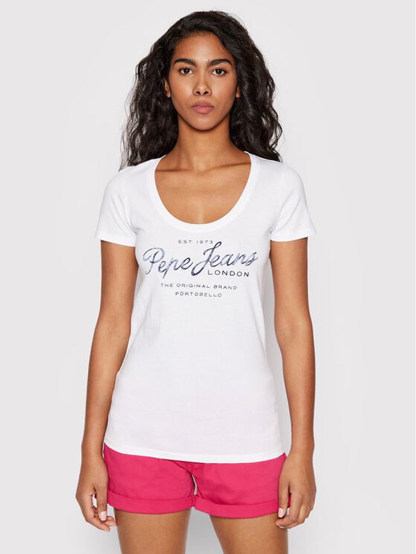 Pepe Jeans Pepe Jeans Тишърт Baia PL505123 Бял Regular Fit
