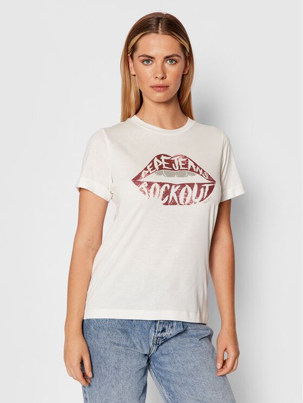Pepe Jeans Pepe Jeans Тишърт Lips PL505005 Бял Regular Fit