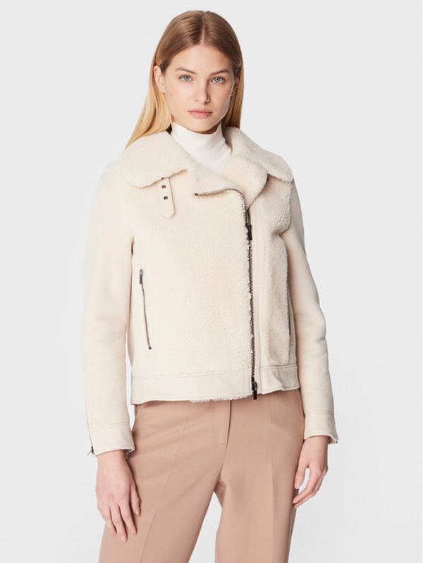 Peserico Peserico Кожено яке S21334C03 Екрю Regular Fit