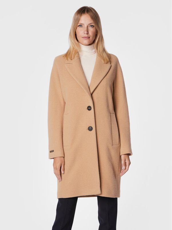 Peserico Peserico Вълнено палто S20052 Бежов Relaxed Fit