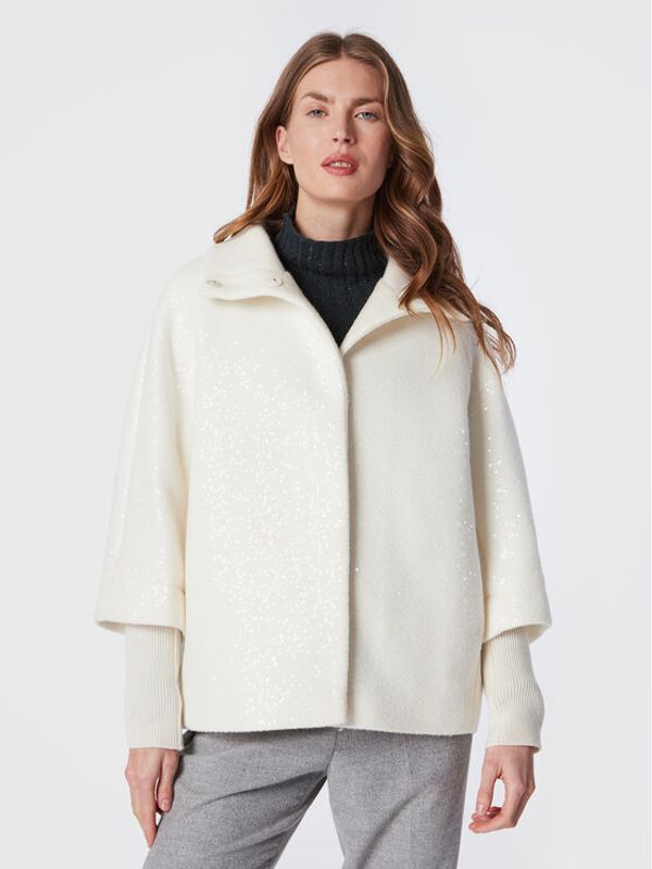 Peserico Peserico Вълнено палто S20108D Бял Regular Fit