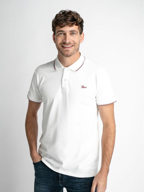 Petrol Industries Petrol Industries Тениска с яка и копчета M-1030-POL900 Бял Regular Fit