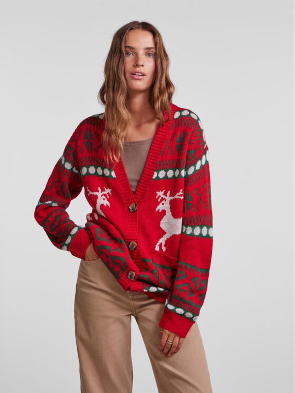 Pieces Pieces Кардиган Adeer 17130422 Червен Loose Fit