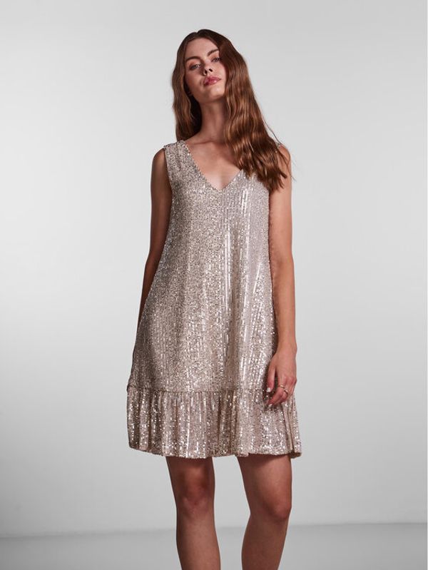 Pieces Pieces Коктейлна рокля Delphia 17130727 Бежов Loose Fit