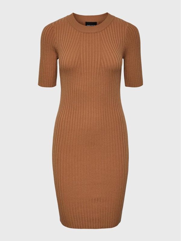 Pieces Pieces Плетена рокля 17132943 Кафяв Regular Fit