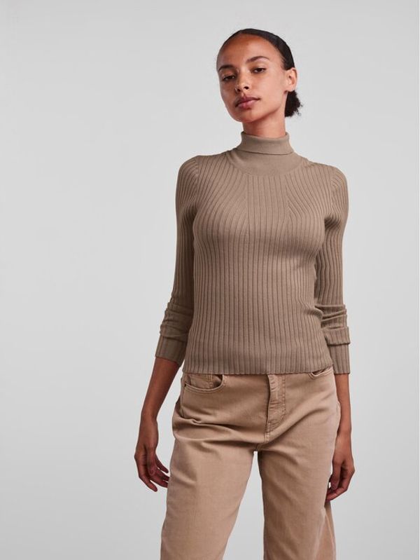 Pieces Pieces Поло Crista 17115049 Кафяв Slim Fit