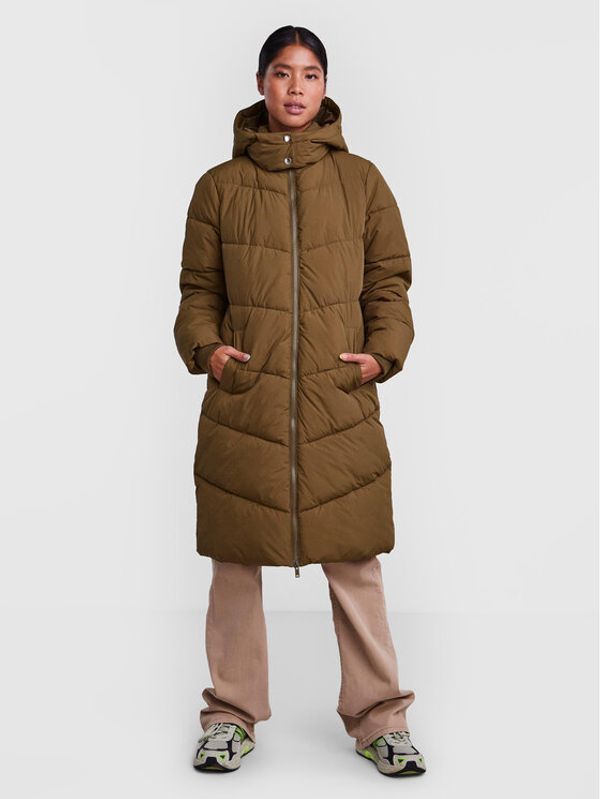 Pieces Pieces Пухено яке Jamilla 17126619 Зелен Oversize