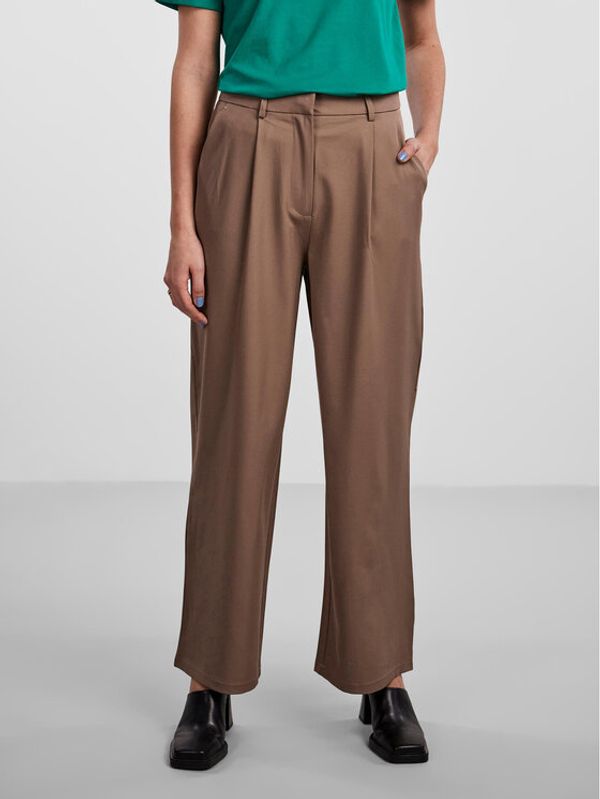 Pieces Pieces Текстилни панталони Size 17124525 Кафяв Regular Fit