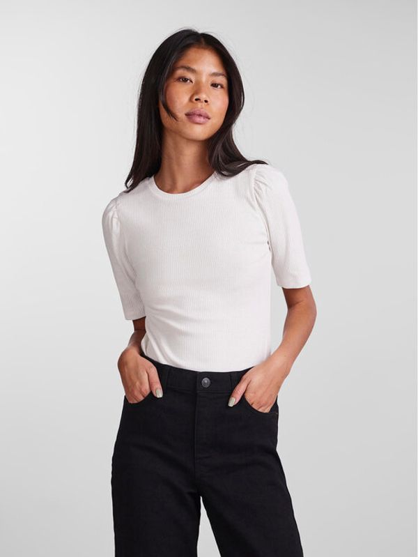 Pieces Pieces Тишърт 17133700 Бял Slim Fit