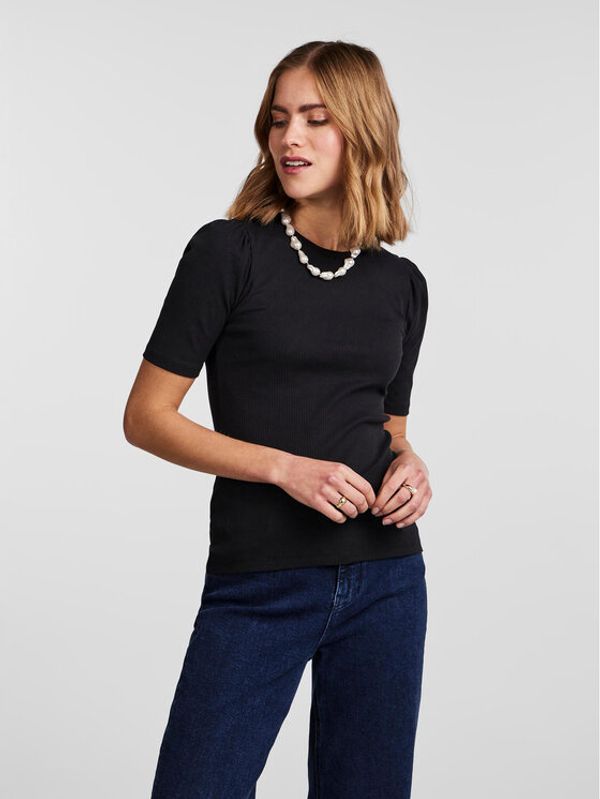 Pieces Pieces Тишърт 17133700 Черен Slim Fit