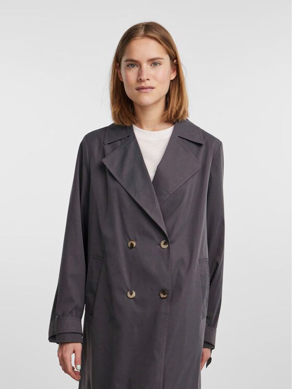 Pieces Pieces Тренч 17141582 Сив Loose Fit