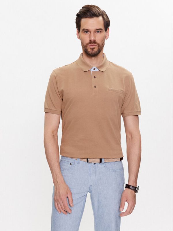 Pierre Cardin Pierre Cardin Тениска с яка и копчета 20504/000/2030 Бежов Regular Fit